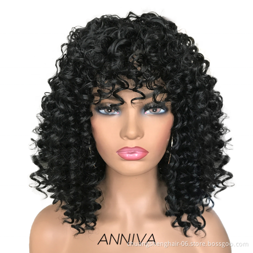 Wholesale customizable 12 natural hair colors Afro kinky short synthetic hair wigs for black women